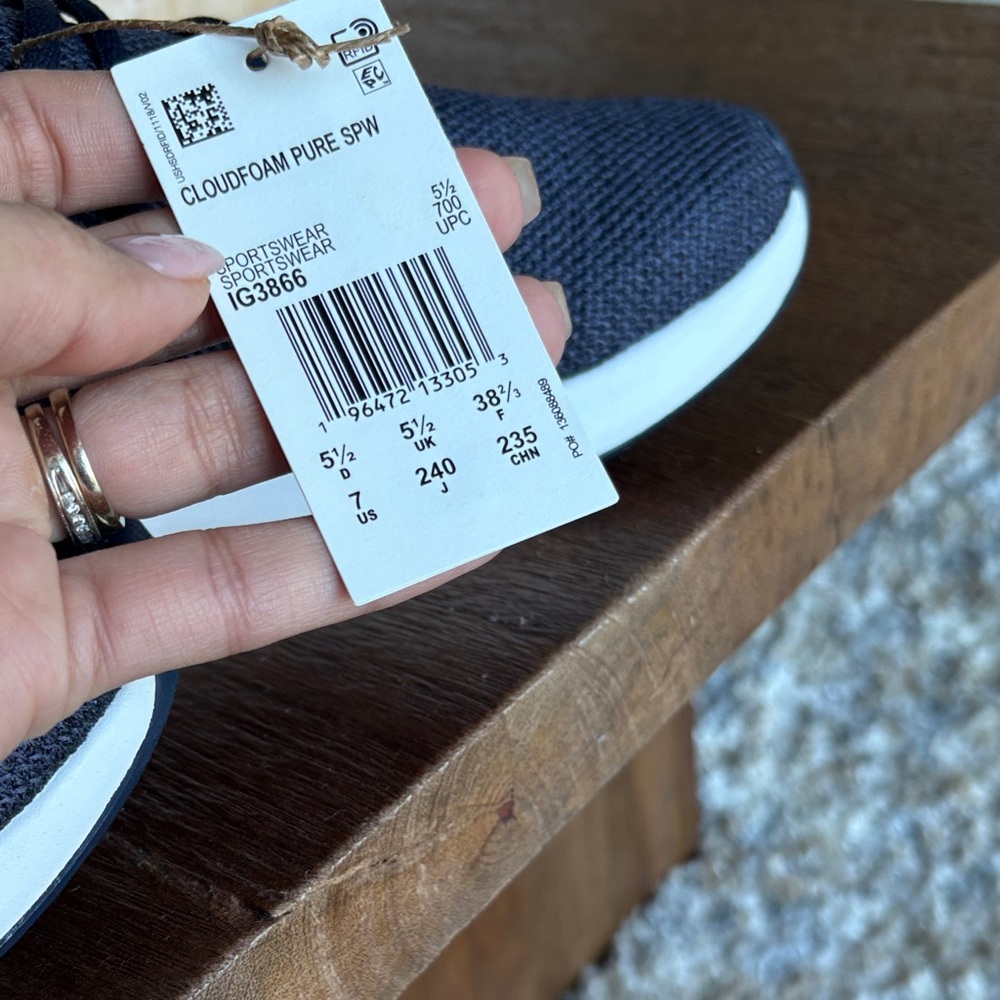 Adidas Dark Blue Cloudfoam Shoes with White Accents - Picture 2 of 5